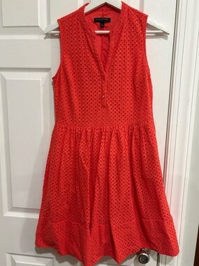 Banana Republic Coral Eyelet V-Neck Dress